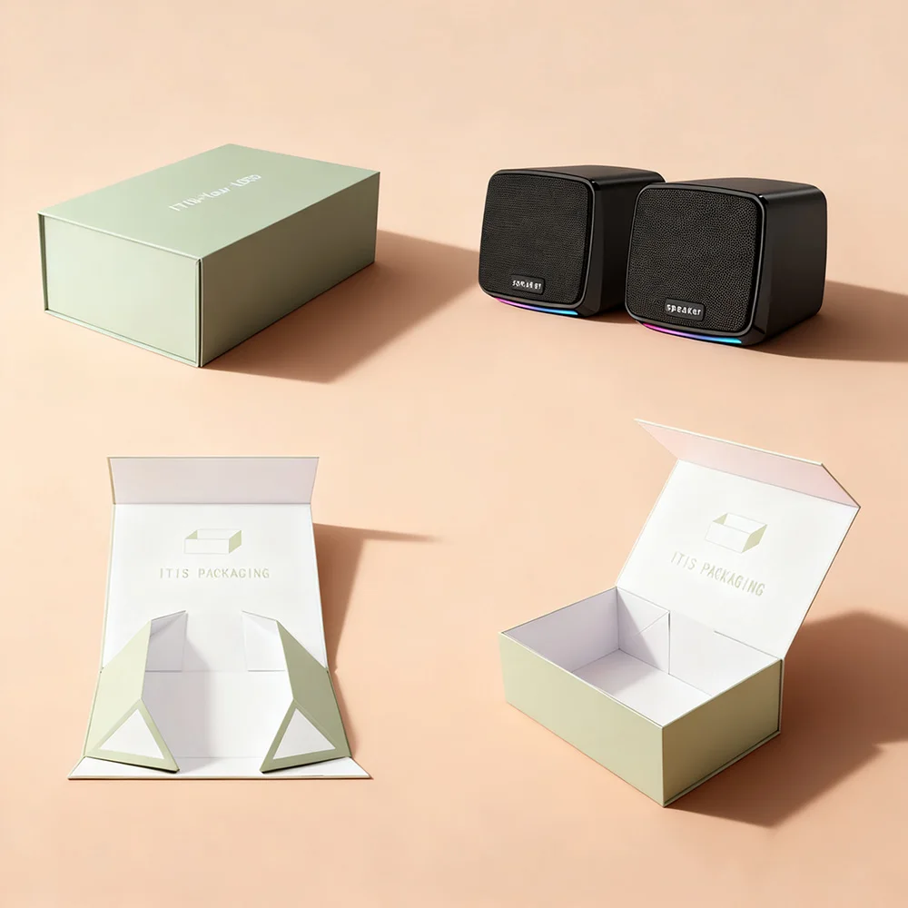 Caja para Altavoz Premium | Embalaje Personalizado Anti-grasa | Diseño Plegable Magnético Grande