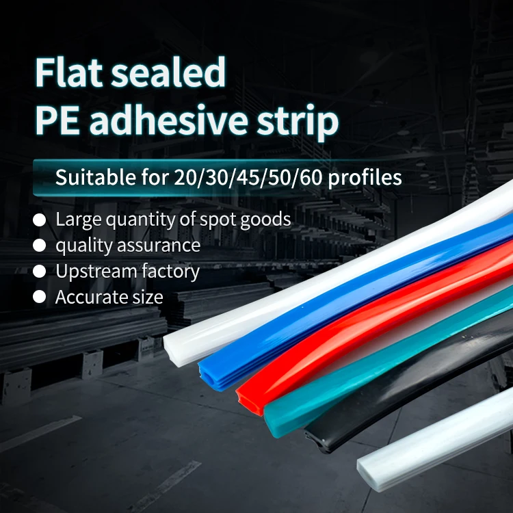 Aluminum Profile Flat Sealing Soft Rubber Strip 20/30/40 Aluminum Profile PVC Decorative Strip PE groove Sealing Strip manufacture