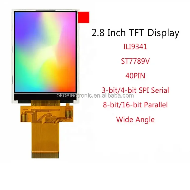 40 Pin Ili9341/st7789v Resistive Touch Tft Lcd Panel Rgb Colour Mini ...