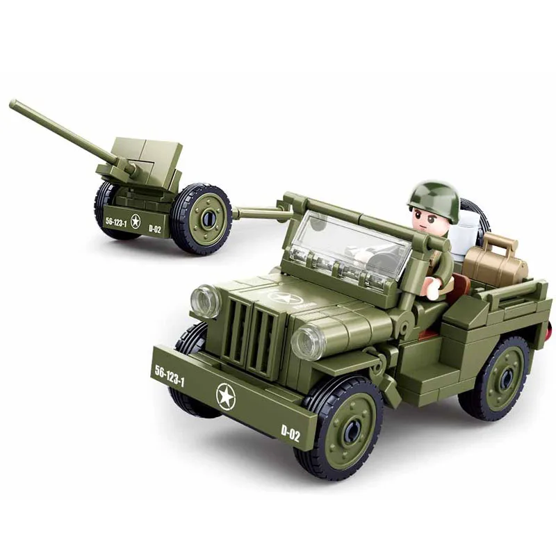 Sluban M38-0853 Army Willys Car modello militare Tank Block