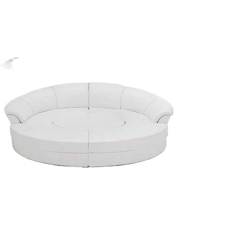 European Style Modern Round Genuine Leather Sofa Set Home Use Comfortable Sectional Couch with Sponge Filling for Apartments