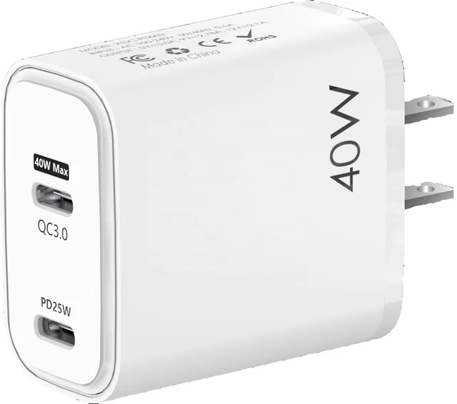618-40W Dual Port Wall Adapter Type-C(2PD) for Samsung/Apple/Xiaomi EU/US/UK Adapted Mobile Phone and Laptop Charger