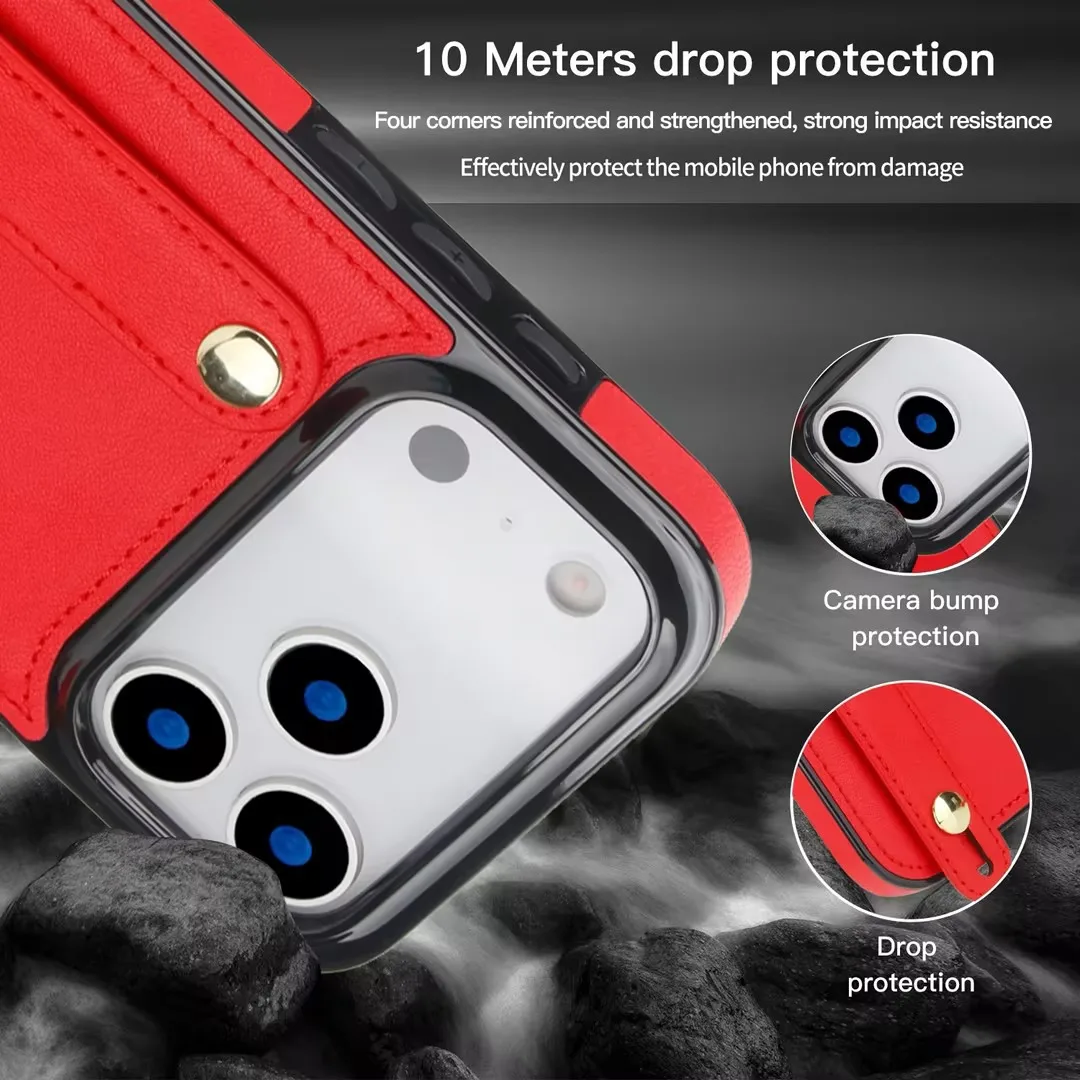 Coque portefeuille de luxe en cuir pour iphone 17 pro max lanière_voghion.com