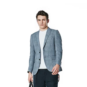High Quality Low Moq Linen Plaid Business Casual Suit Jacket Blazer for Men