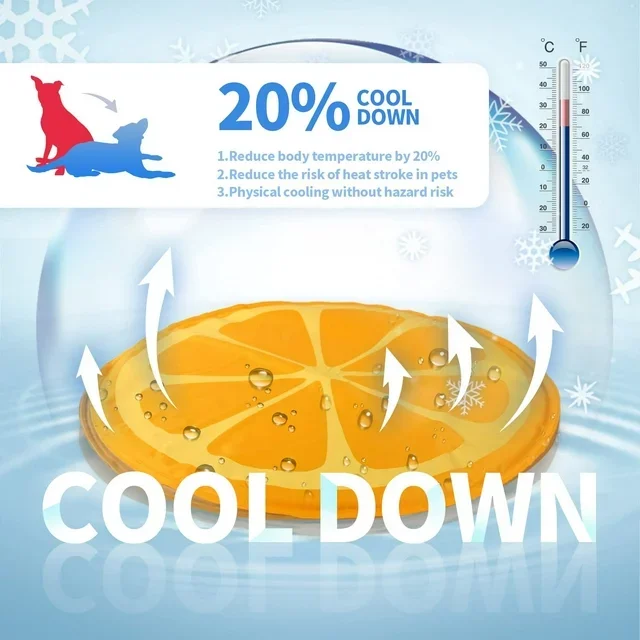All for Paws Custom Design Pet Orange Cooling Gel Mat Dog Cool Pressure Activated Bed Pet Cooling Mat for Dogs and Cats Resting
