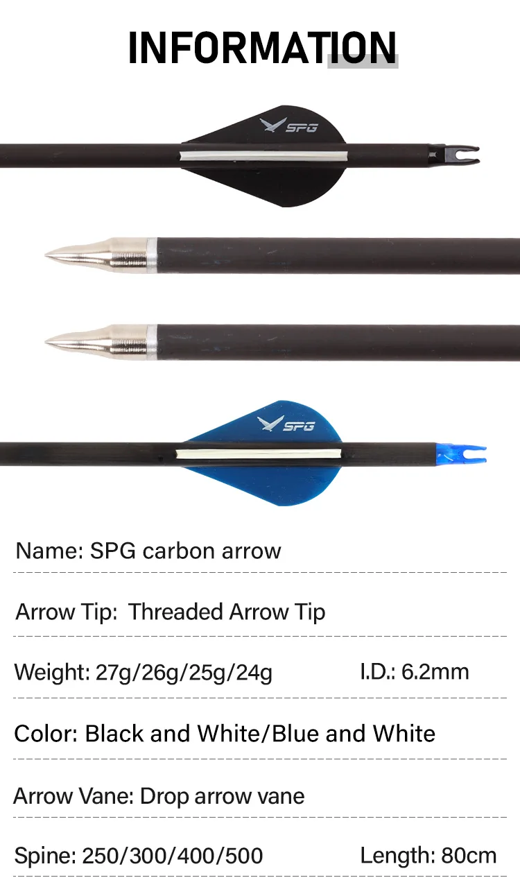 Spg Pure Carbon Arrow Archery 300 Spine 32 Inch Compound Recurve Bow