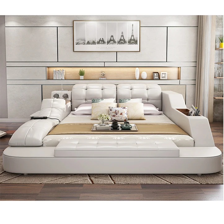 Modern Design Smart Bed Table Multi Functional Bed King Size Bed Frame Smart Bedroom Furniture Home Furniture