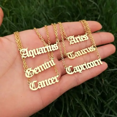Hot sale Stainless steel IP gold  Rose Gold Plated Custom Personalized Names Letter Necklace