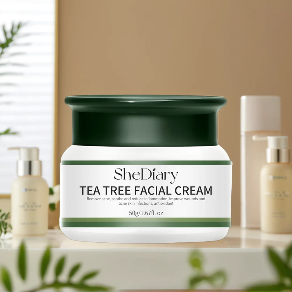 SheDiary crema facial antiacné aceite de árbol de té reduce los poros ácido salicílico espinillas eliminación de cicatrices con colágeno Retinol Ginseng