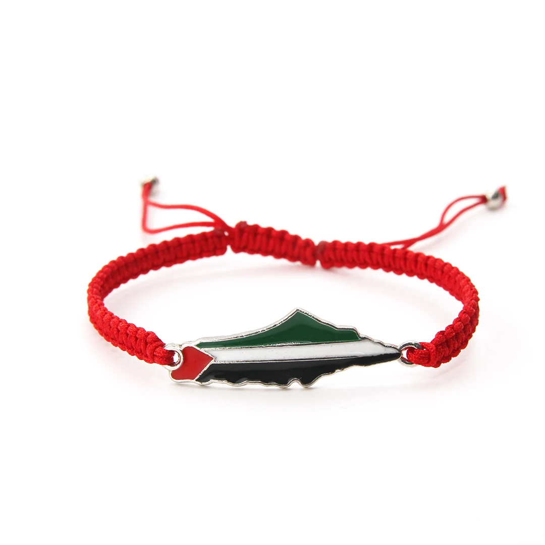 Factory Custom Flag Map Design Jewelry Bracelet Hand Woven Adjustable Free Palestine Jewelry Bracelet