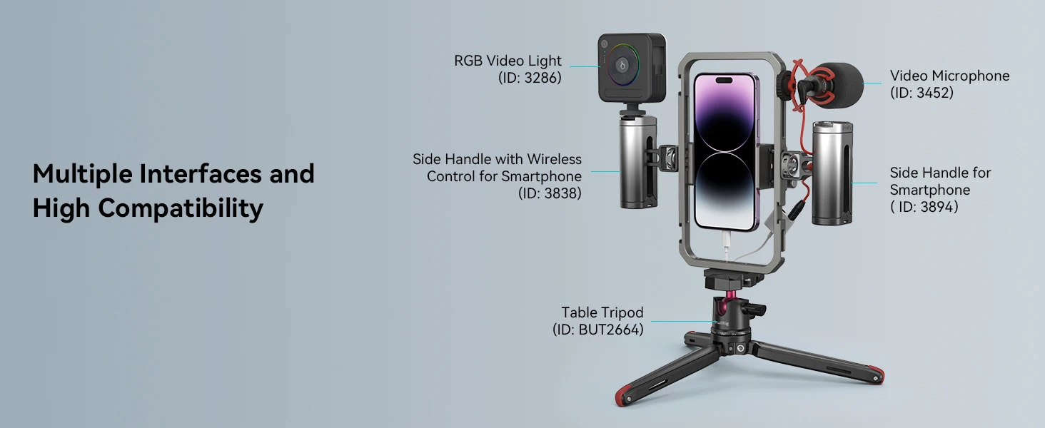 SmallRig Universal Smartphone Video Rig for iPhone for Samsung, Filmmaking Vlogging Rig Aluminium Alloy Phone Video Cage Grip
