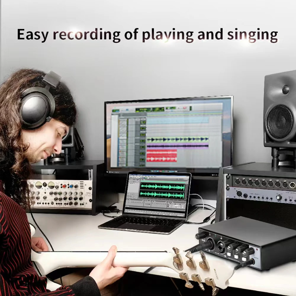 Pc Computer USB Sound Cards Audio Interface Recording Music Studio Equipment Professional