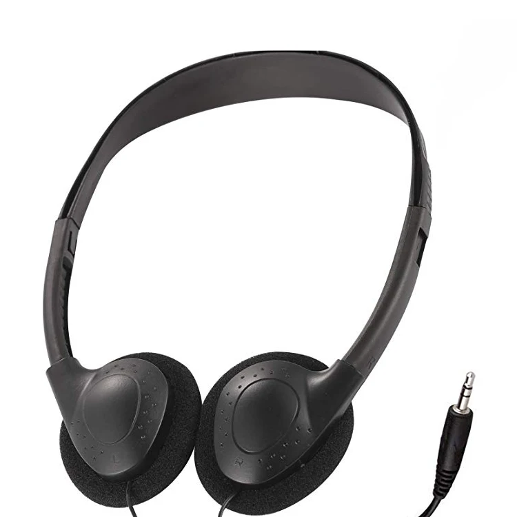 Free Sample Over Ear Wired Headset 3.5mm Plug 180 Degree Rotating Airline Disposable Sports 1.2M Cord Headphone