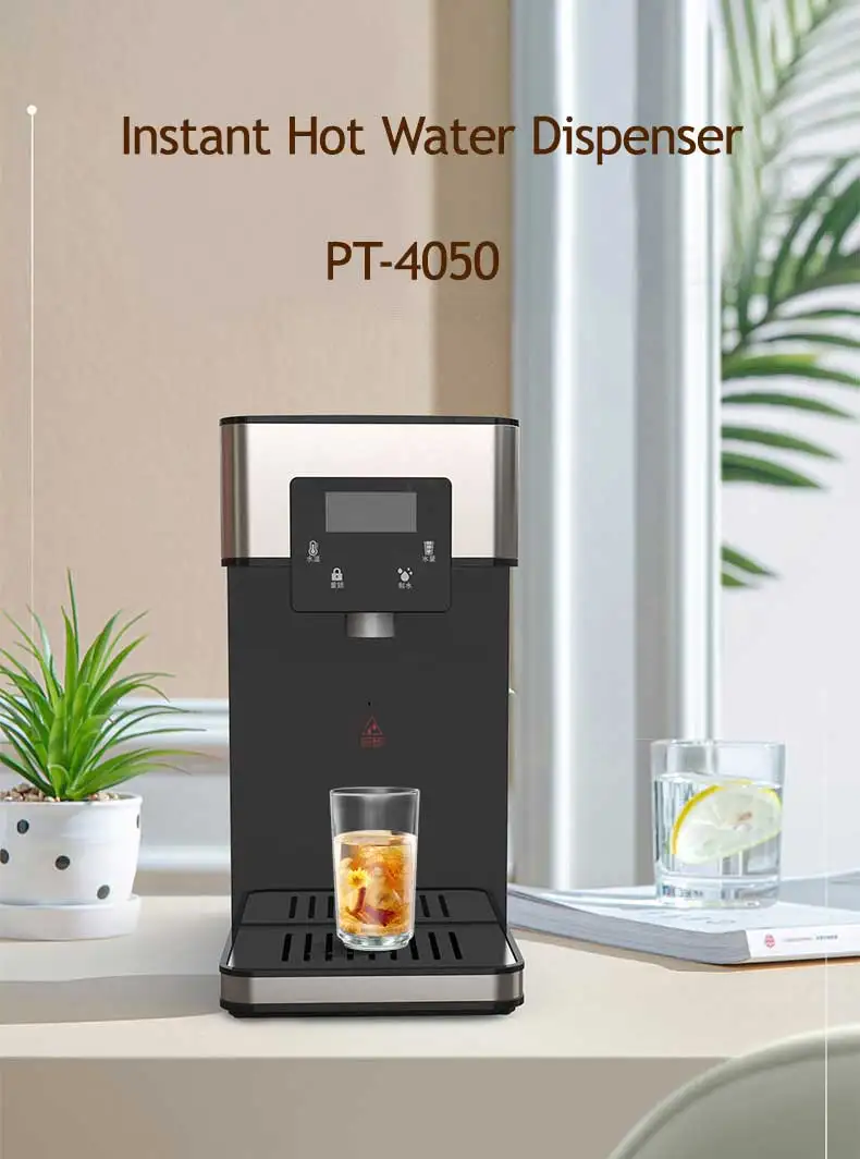 Dispenser air panas instan mini pribadi baja tahan karat desktop yang dapat dipasang gratis dengan filter air untuk susu dan teh