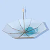 Parapluie à colle dorée-hydrangée, housse en tissu bleu + sac opp