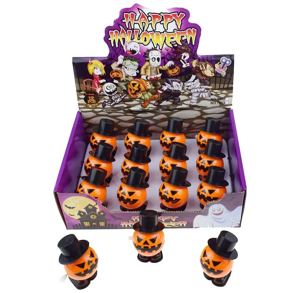 LGW165 Wholesale Pumpkin Hat Jumping Toys Halloween Plastic Wind Up Clockwork Spring Promotion