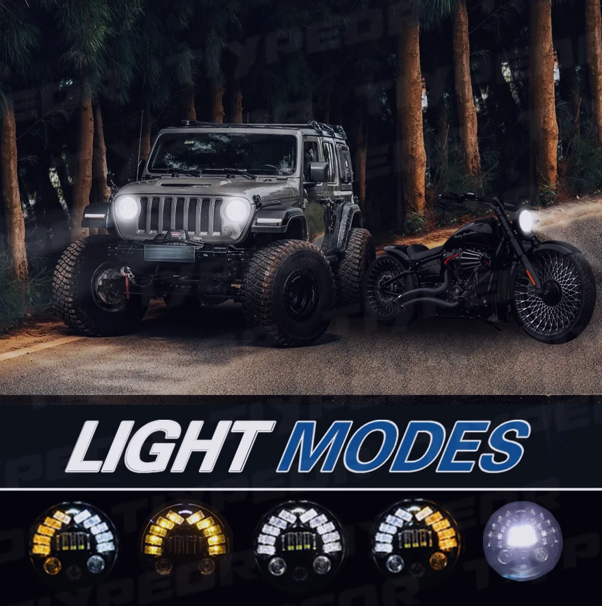 product tiypeor universal round motorcycle headlight 7inch drl led car super bright auxiliary fog light-5