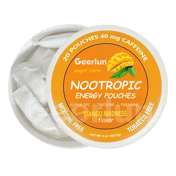 OEM Best Selling Natual Caffeine Powder Pouches Focus Enhance Custom Flavor Energy & Nootropic Supplement Pouches
