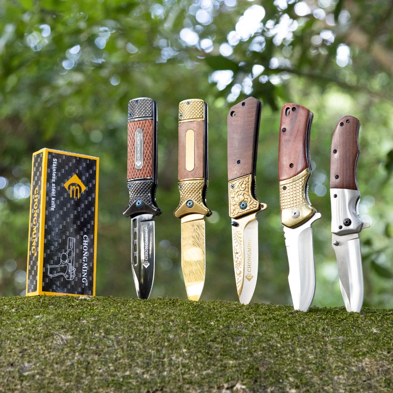 Factory Best Seller Tactical Survival Knives Wood Handle Folding Pocket Knife Outdoor Hunting