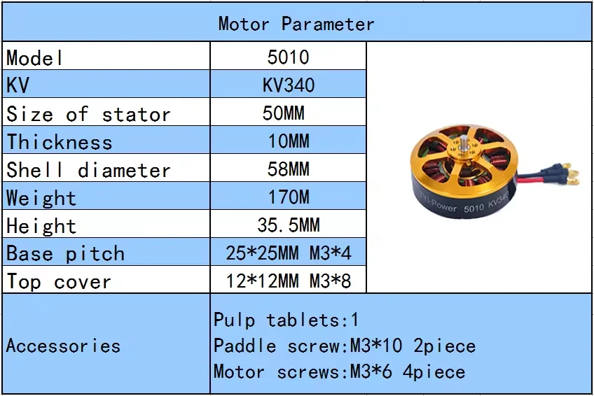 Original TYI 5010 280KV 340KV Brushless Motor UAV Multi Rotor R6S High Torque DC Motor Brushless fpv drone kit diy factory