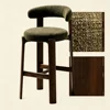 Green fabric + Dark walnut