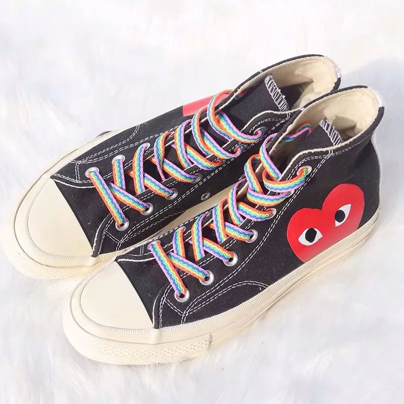 Custom Flat Polyester Rainbow Patterned Shoelaces OEM