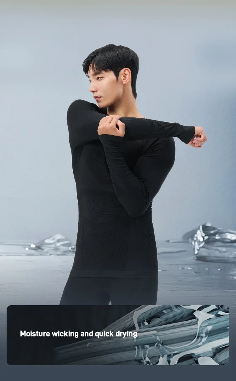 PISIQI Thermal Underwear Men Ultra-Soft Long Johns Set With Fleece Lined Base Layer Winter - View #5