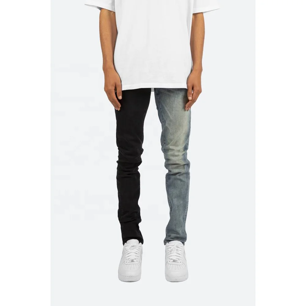 Diznew пользовательские модные мужские хлопковые черные и синие джинсовые контрастные джинсы брюки для