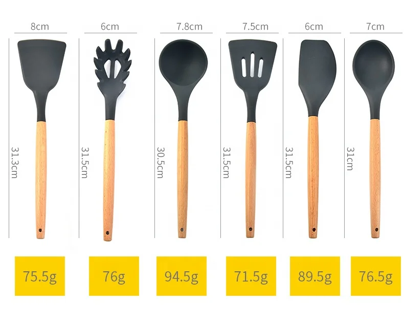 Аксессуары для кухни на заказ кухонная утварь с деревянной ручкой силиконовая набор кухонных