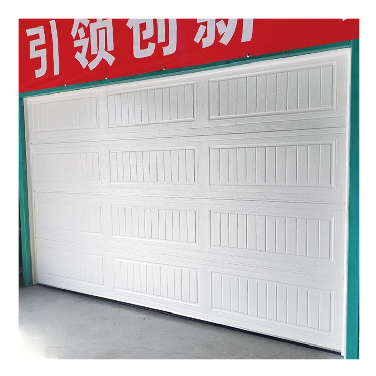 Wholesale Modern White Square Line Automatic Single Skin Steel Villa Garage Door Windproof with Finished Surface