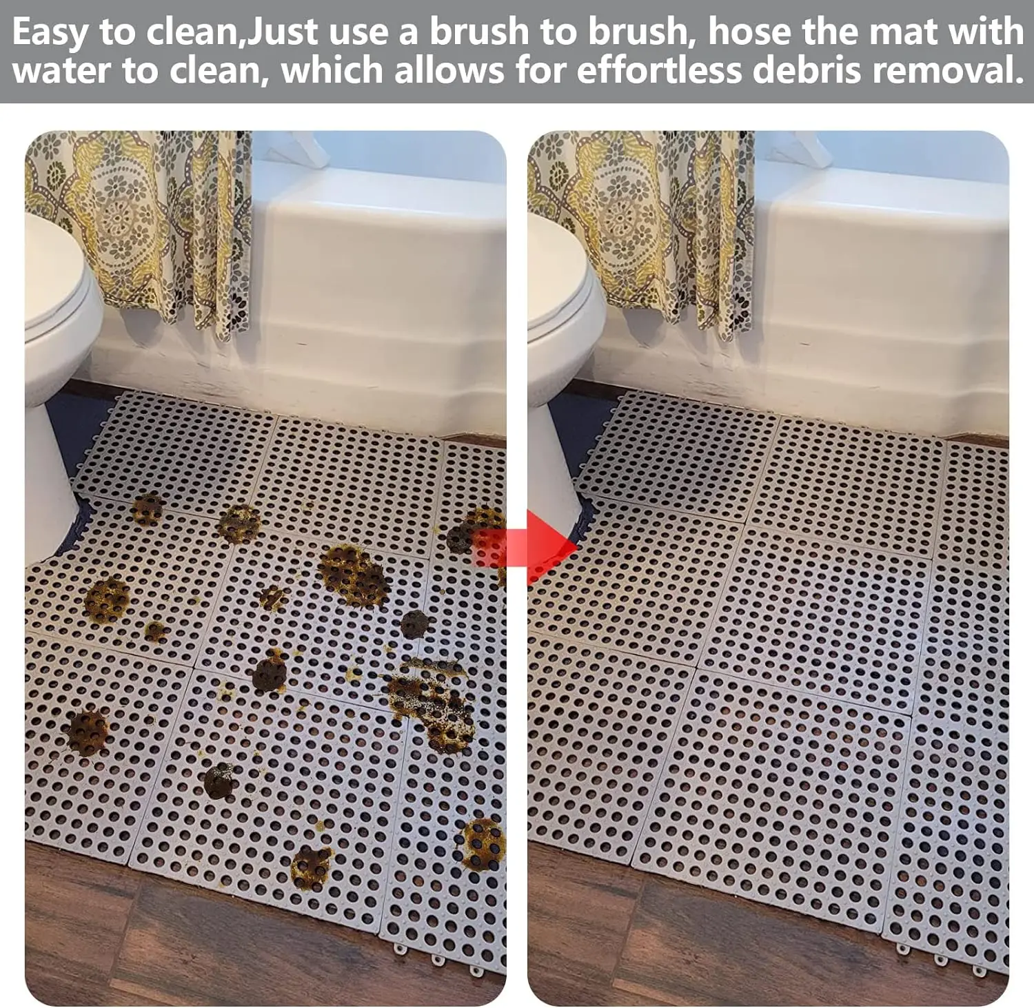 Interlocking Floor Tiles With Drain Holes Soft Pvc Non Slip Shower