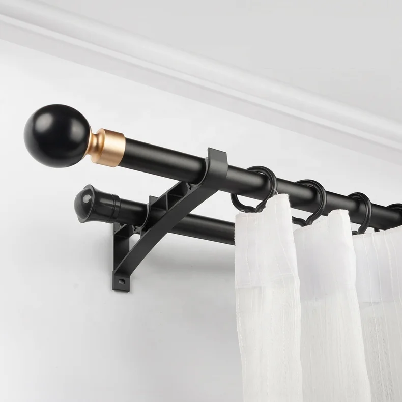 New Design Curtain Rod Sets Accessory Single and Double Roman Poles With Finials