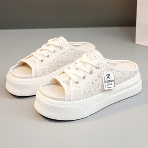 K8706 Half Trailer Women's Summer Trendy slippers with Breathable Thick Soles and Versatile Sandals for Women's Board Shoes