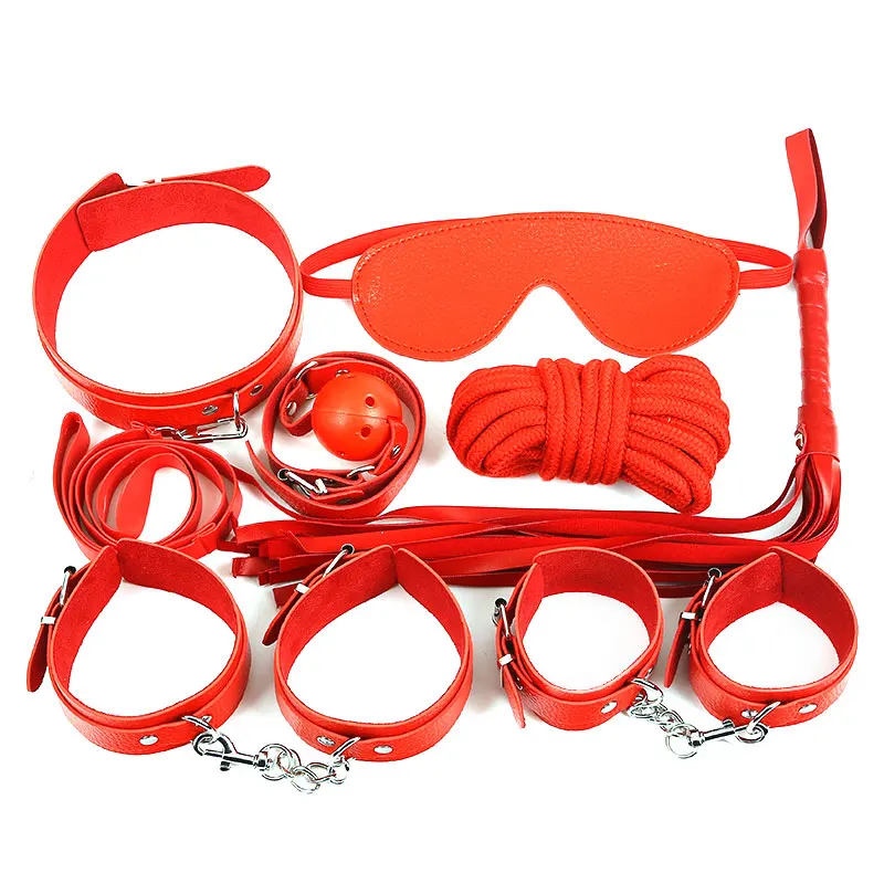 Kit Bondage 7 Pièces En Nylon Et Cuir - Menottes, Fouet, Accessoires BDSM, Neuf