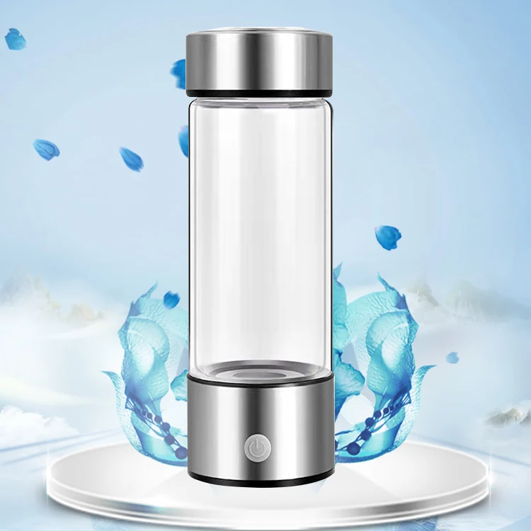 2024 Custom Logo Oem High Quality Gift Black 450Ml Portable Generator Ionizer Hydrogen H2 Rich Water Bottle Cup Filter