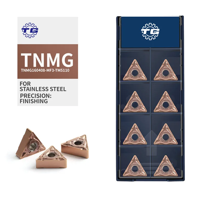 TG Оригинал TNMG160408-MF3-TM5110 Пластина из твердого сплава для токарного станка с ЧПУ, покрытие PVD, резка заготовок из стали, упаковка в коробку