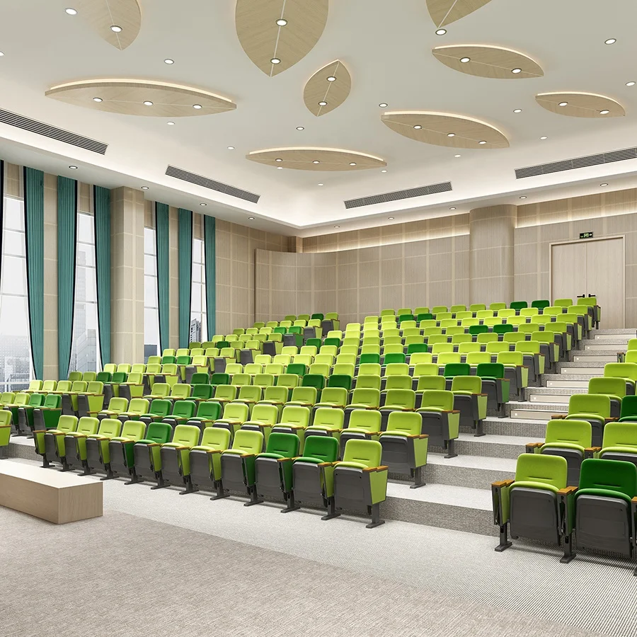 Luxury Lecture Hall Theater Seat Church Auditorium Chair With Writing Table