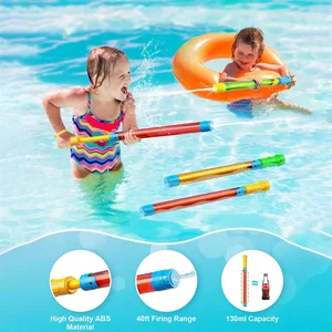 Children's Summer Outdoor Beach 45cm Plastic Water Cannon Gun with Pull-out Design for 8-13 Years Swimming Pool Drifting Toy