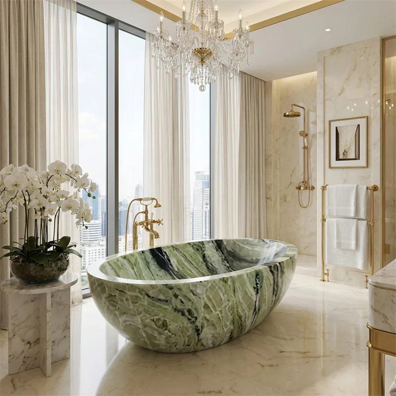 product modern luxury shangrila  marble bathtub portable foldable eco friendly natural stone for apartment hotel villa bathroom-5