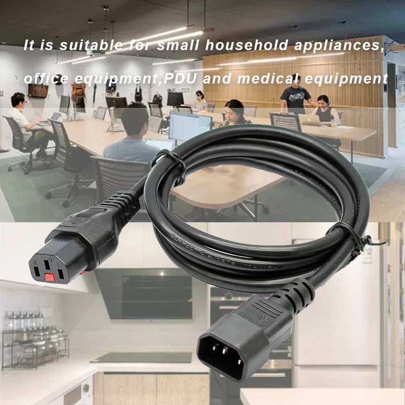 European Standard 10A IEC C14 to C13 Power Supply Cord with Push Lock Extension Cord