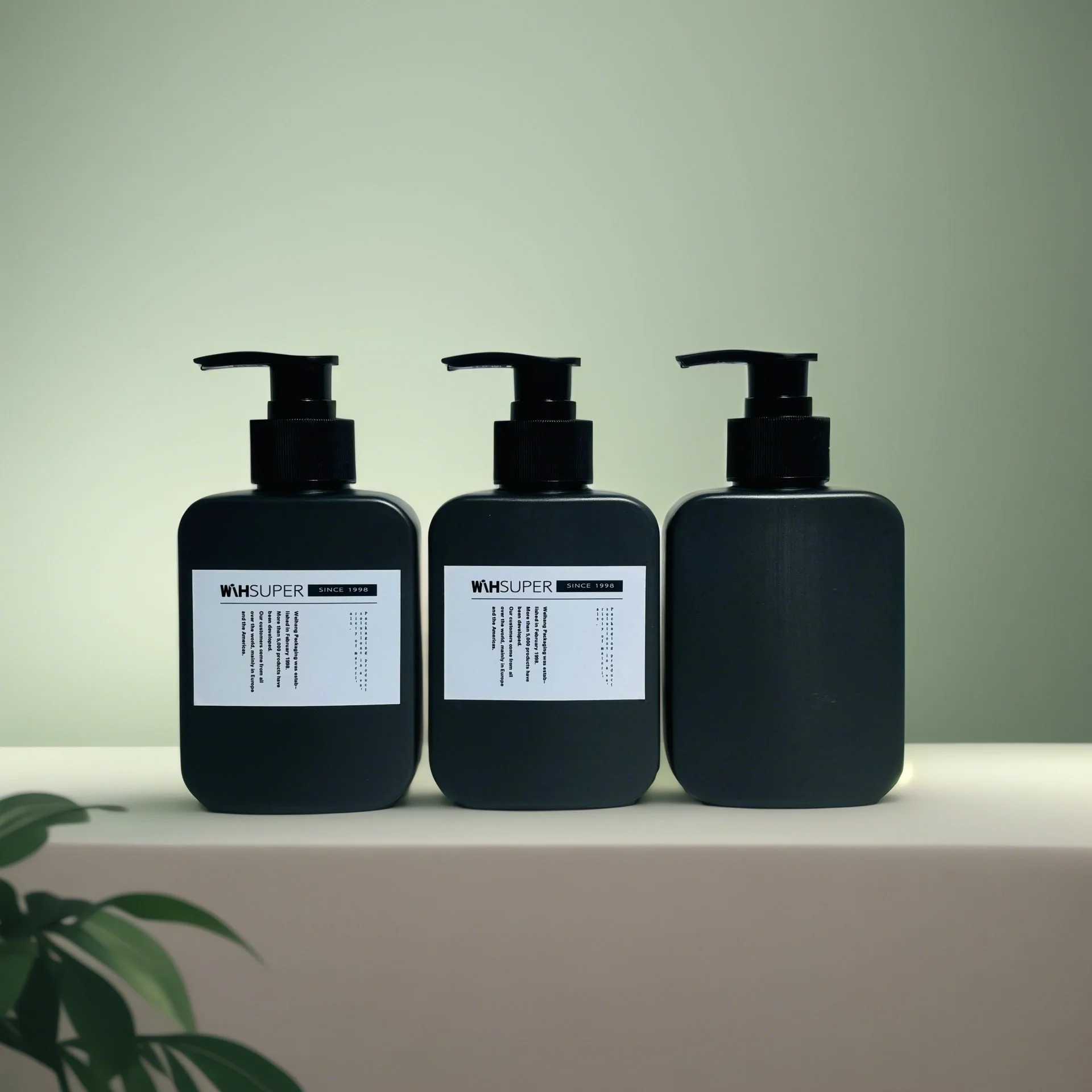 High Quality Flat Square Shape Solid White Plastic Pump Bottles 100ml 200ml Shower Gel Hair Shampoo Bottle