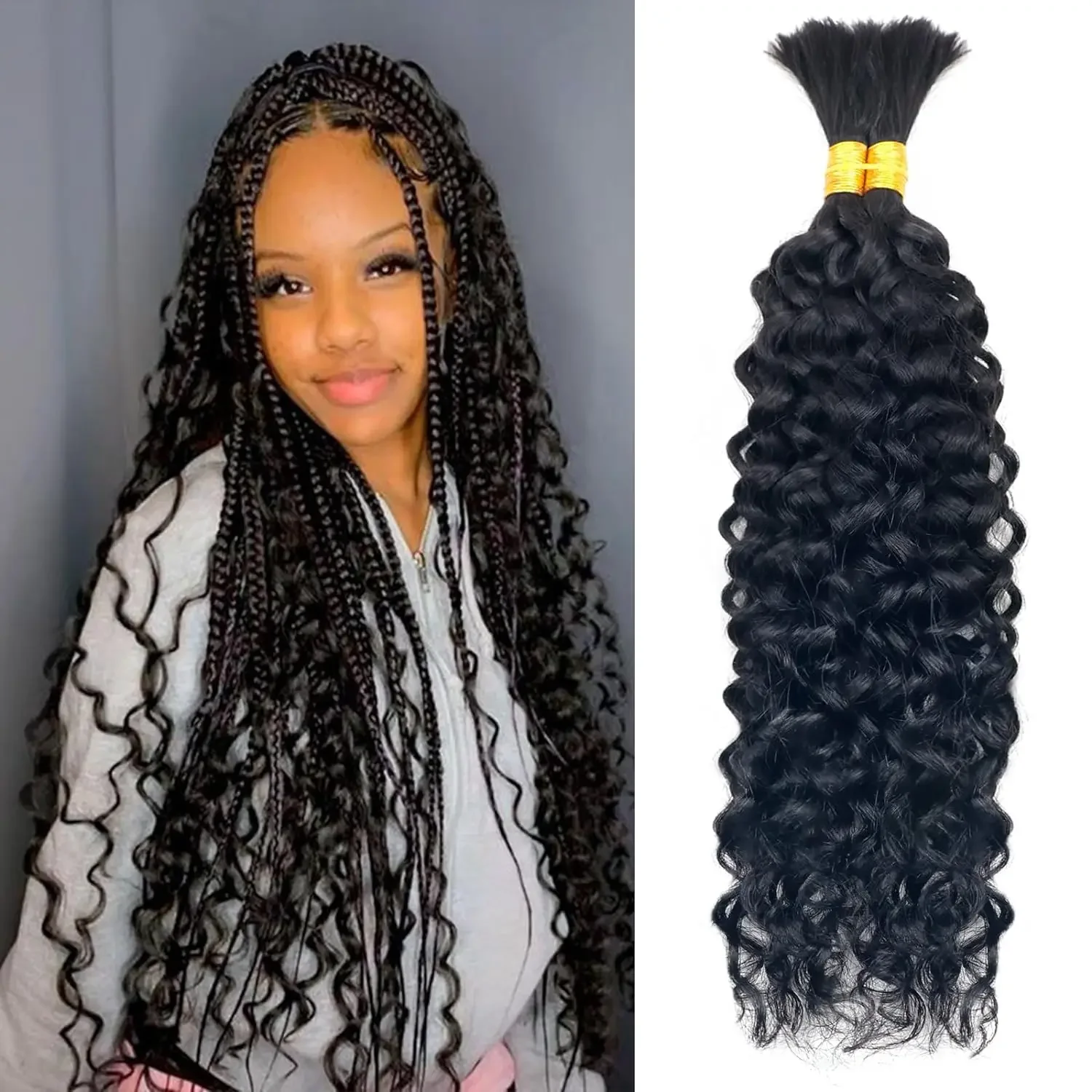 Bulk Human Hair Deep Wave Hair For Braiding 100% Unprocessed Brazilian Remy Hair Extensions_voghion.com
