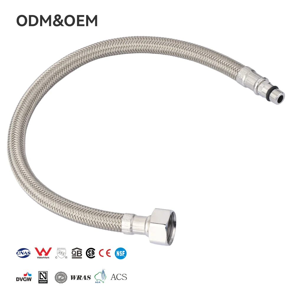 Horký výprodej závodu, opláštěný kovovou mřížkou s vnitřní trubicí z EPDM a měděným tvarovkou, odolný hadicový přívod pro koupelnu s nerezovou opletanou hadicí 1/2