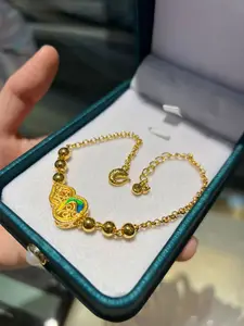 202618K Gold Plated Geometric Link Bracelet for Women Fashionable Trendy Wedding Anniversary