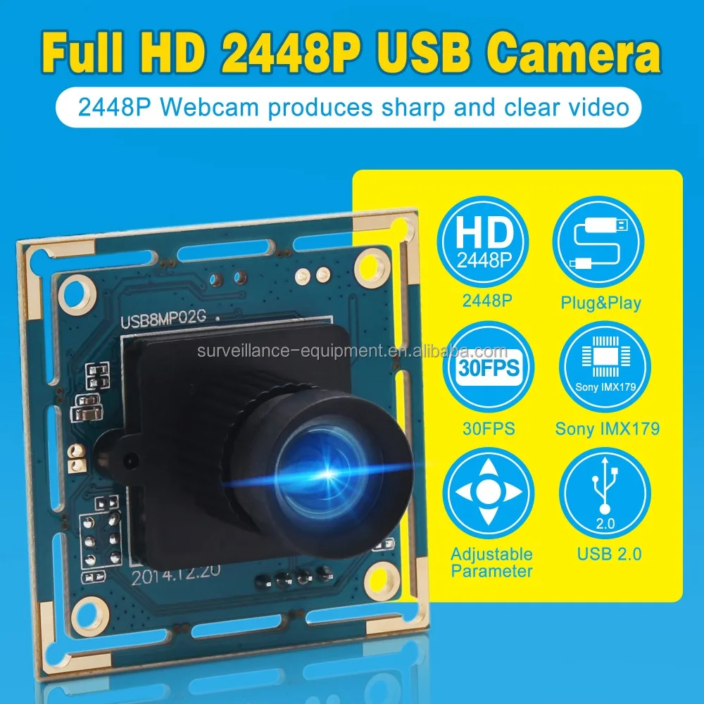 Elp 2.8mm Len Usb Camera Module Imx179 8mp Industrial Vision For