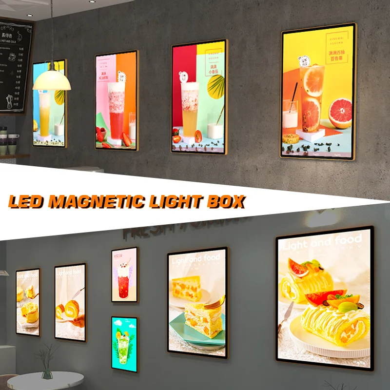 Easy Change Poster Frame Advertising Light Box Ultra-thin LED Photo Frame Slim Light Box Led Restaurant Menu Board