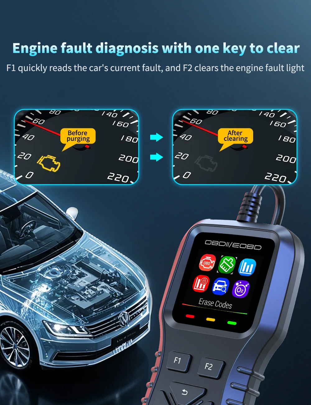 2025 Universal OBD II Scanner K1 - Car Fault Code Reader & Diagnostic ...