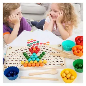 OY Children's Northern Europeins rainbow Clipping Beads Early Childhood Education Chopsticks Training Concentration Wooden Toys