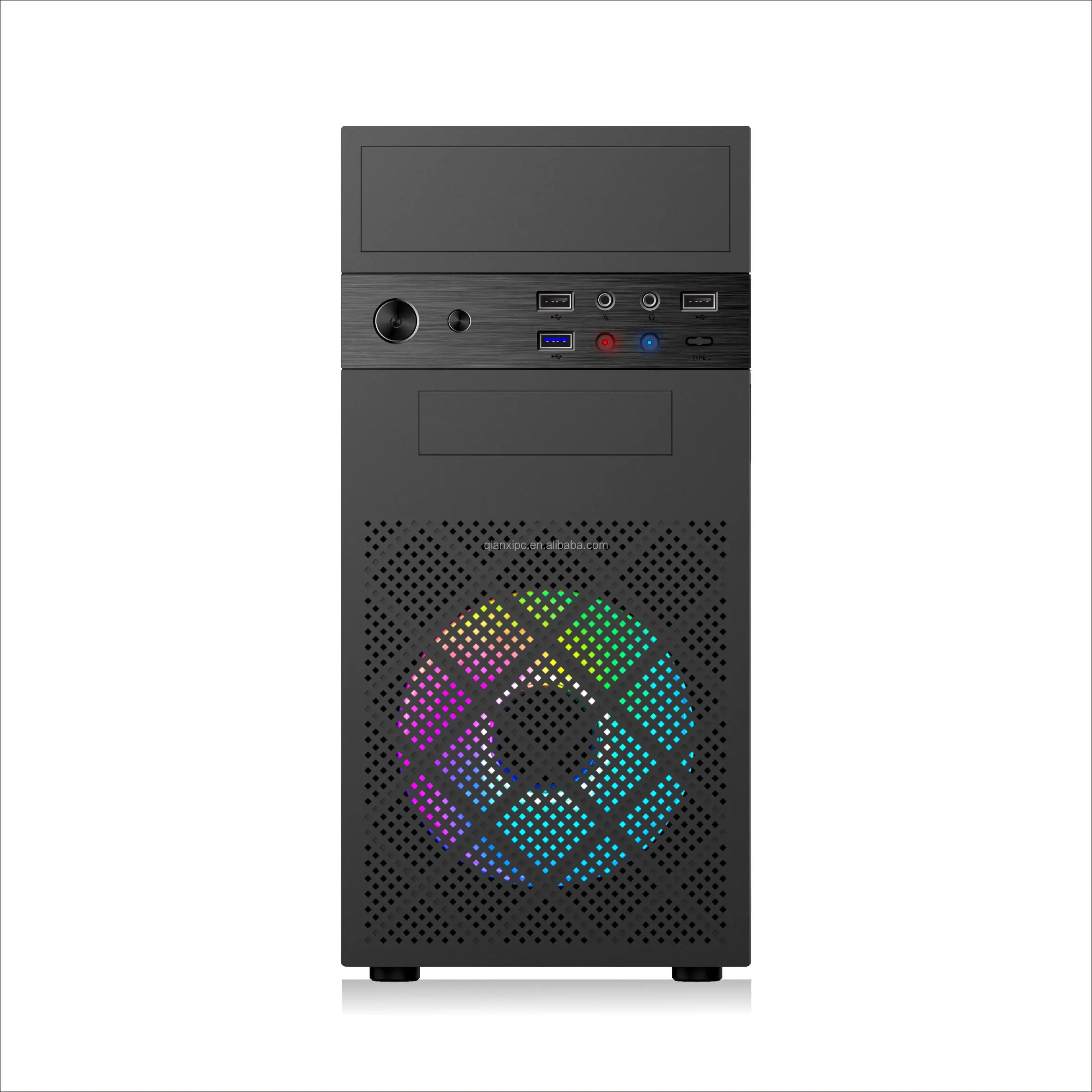 V12 Type C Connector Usb3.1 Micro Atx Office Computer Case With 200w