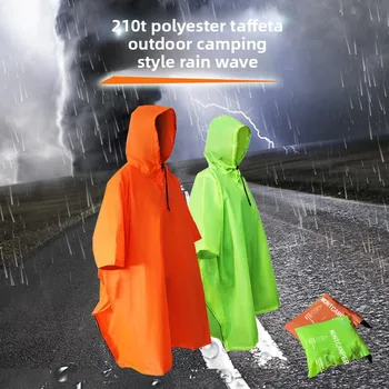 Lightweight 210T Polyester Taffeta Raincoat with Waterproof & Reflective Strip for Outdoor Camping Hiking & Travel